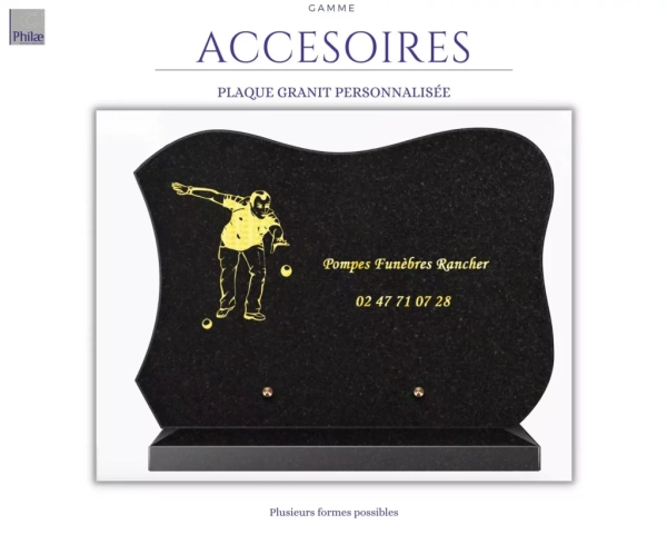 Gamme accessoires - plaque granit personnalisée