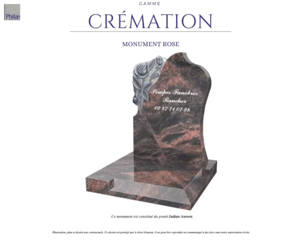 Gamme crémation - monument rose