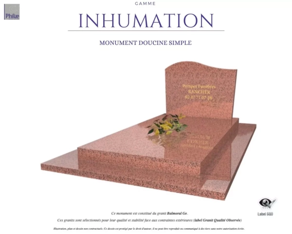 Gamme inhumation - monument doucine simple