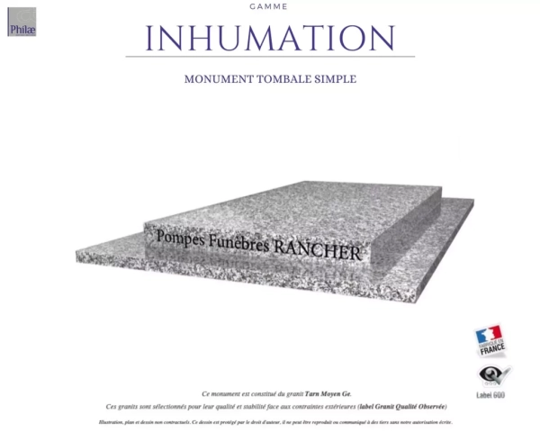Gamme inhumation - monument tombale simple